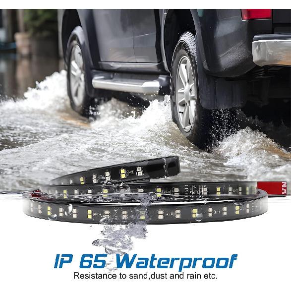 Truck Tailgate Light Bar, LED Single Row Tailgate Light Strip with Red Running Brake Lights Turn Signal White Reverse Light, IP67 Waterproof Light