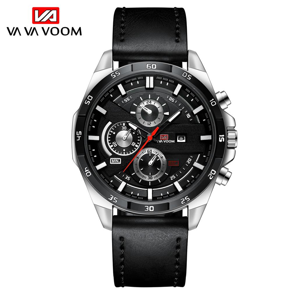 VA VA VOOM Belt Steel Belt Watch, Sports and Leisure Quartz Watch Calendar Men's Watch