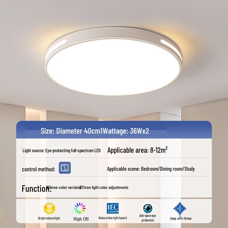 LED Ceiling Light: Ultra-Thin, Modern Round Lighting for Living Room, Bedroom, Dining, and Study Rooms