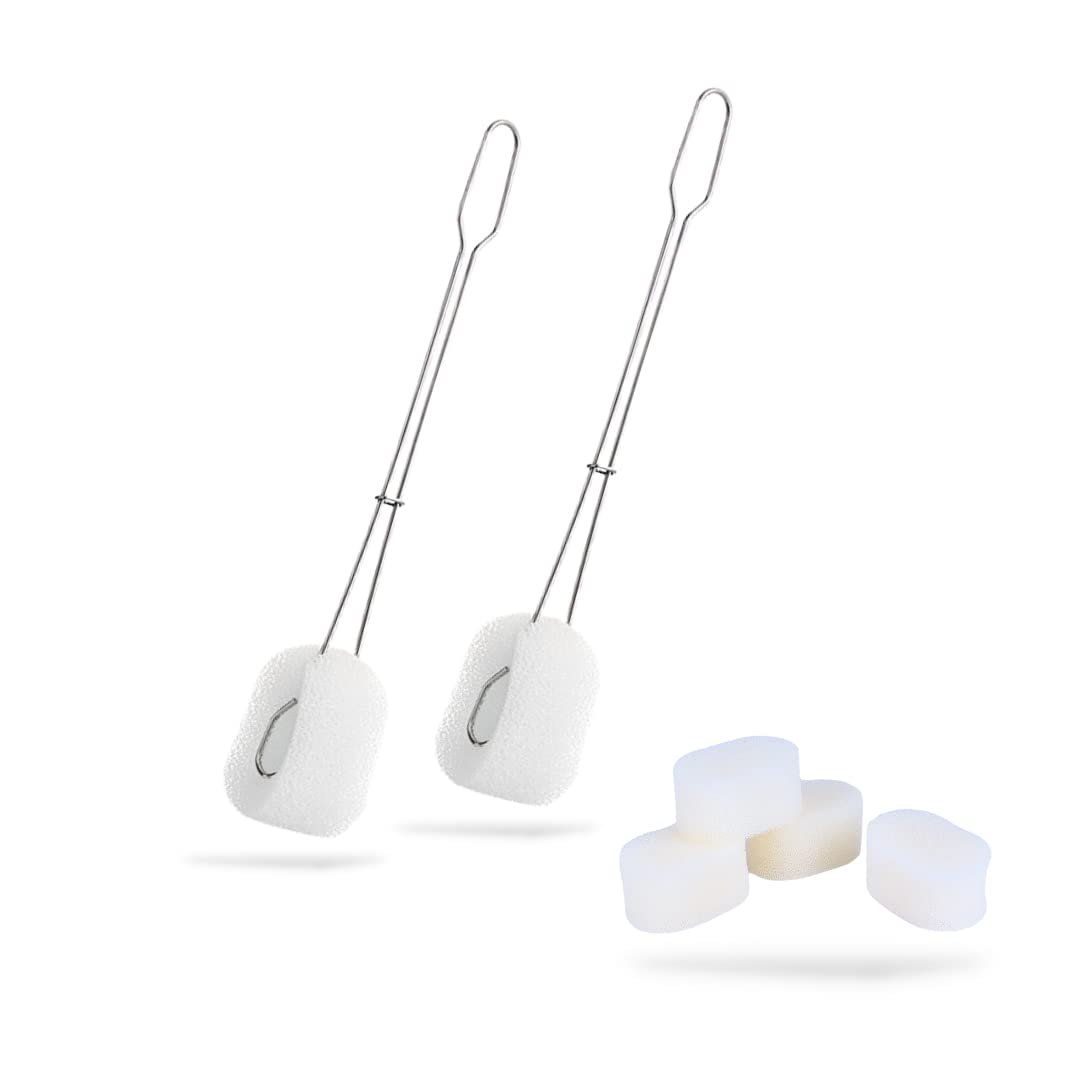 

RegiProb Губка для бутылок Набор из 2 штук со сменной губкой Щетка для бутылок Кухонные принадлежности Белый х (Длинный 2) белый