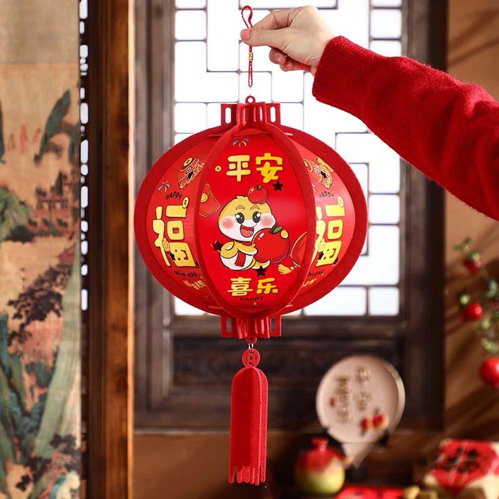 Patterned Chinese New Year Red Lanterns Traditional Spring Festival Supplies Party Props