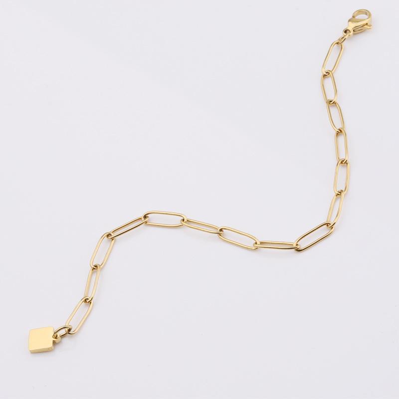 Chic Women s 14K Gold Plated Paperclip Chain Bracelet Paperclip Chain W/ Signature Square Block Gold Silver Plated Bracelets 18cm. золотой