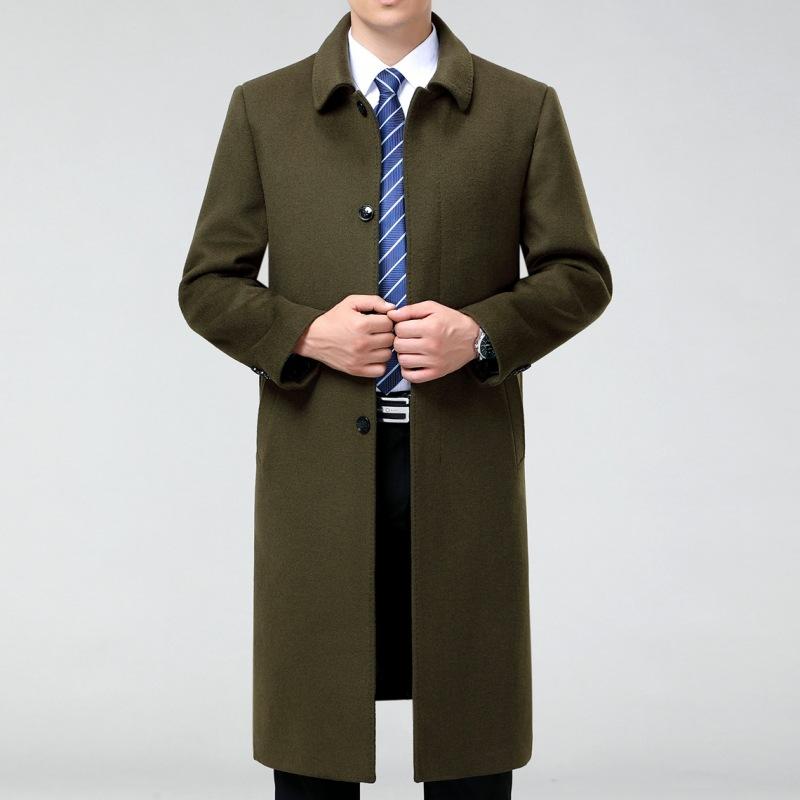 

Кашемировое пальто мужское длинное выше колена осенне-зимнее утолщенное ветровка Nizi шерстяное пальто для пап среднего и пожилого возраста одежда 195