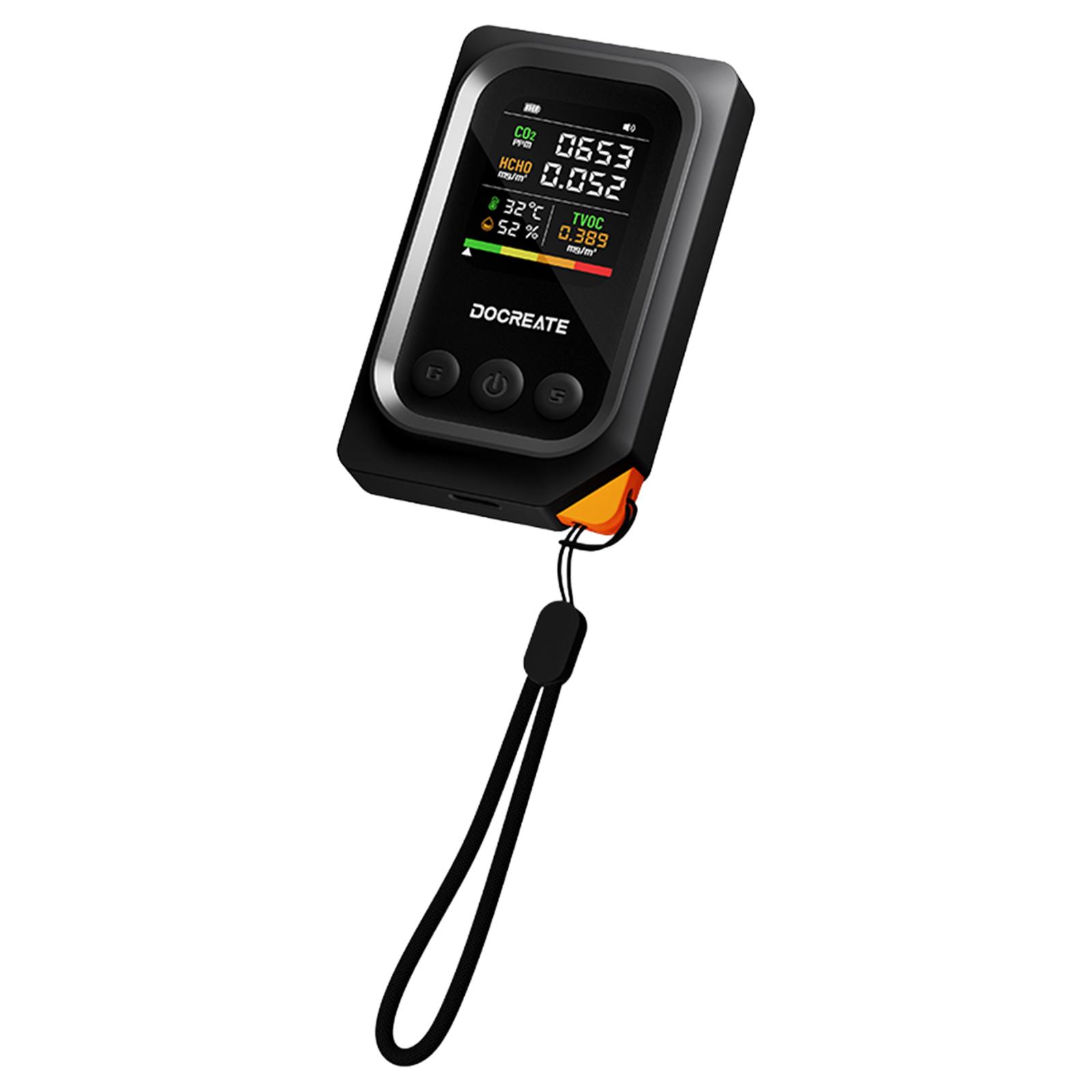 

5 in 1 Indoor Air Quality Monitor CO2 TVOC HCHO Tester Temperature Humidity Detector Air Quality Tester for Home&Office чорний