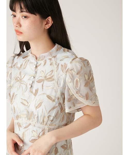 Lily Brown Embroidered Dress LWFO251118 LBLU Women's