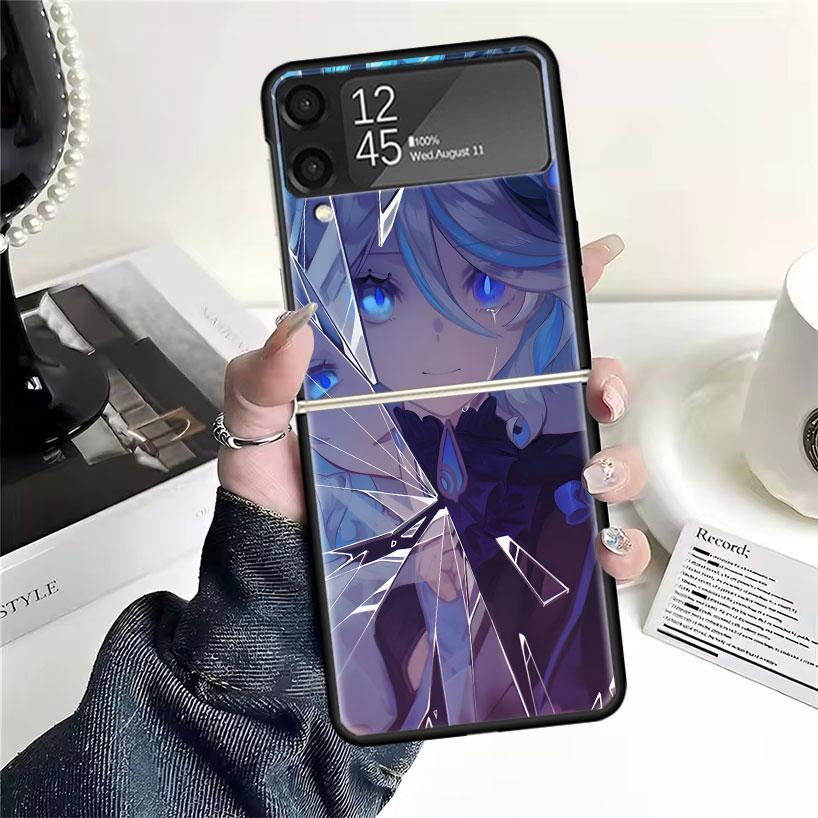 Genshin Impact Furina Cases For Samsung Galaxy Z Flip 4 5 6 7 3 Z Flip7 Flip6 Flip4 Flip5 Flip3 5G Hard Shockproof Fundas Cover