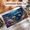 Fish Ocean Theme Soft Crystal Velvet Rug Custom Name & Text Print Non Slip Floor Rug for Bedroom Living Room