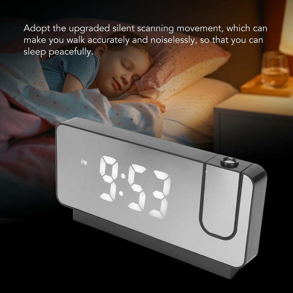 Projection Alarm Clock Time Date Temperature Display 180 Degree Wide Angle HD LED Screen Projectable Clock for Home