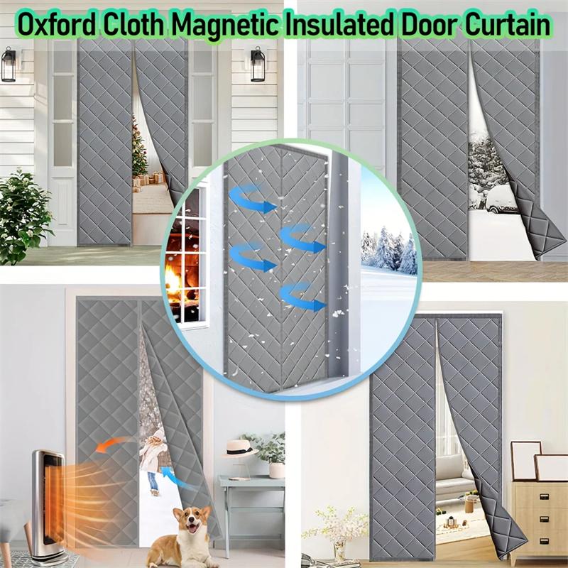 Magnetic Thermal Insulation Door Curtain Waterproof Warm-Keeping Door Curtain Oxford Closed by Magnets Pet-Friendly Door ScreensThicken Cotton curtain