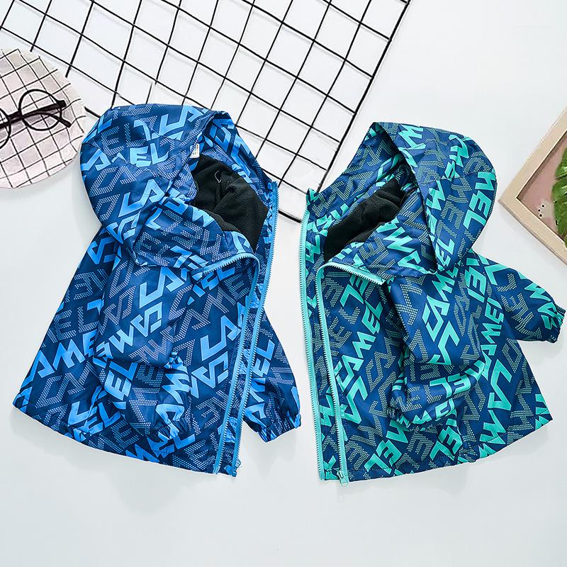 Jungen Fleecegefütterter Winddichter Herbstmantel: 2025 Trendiger Buchstabenaufdruck