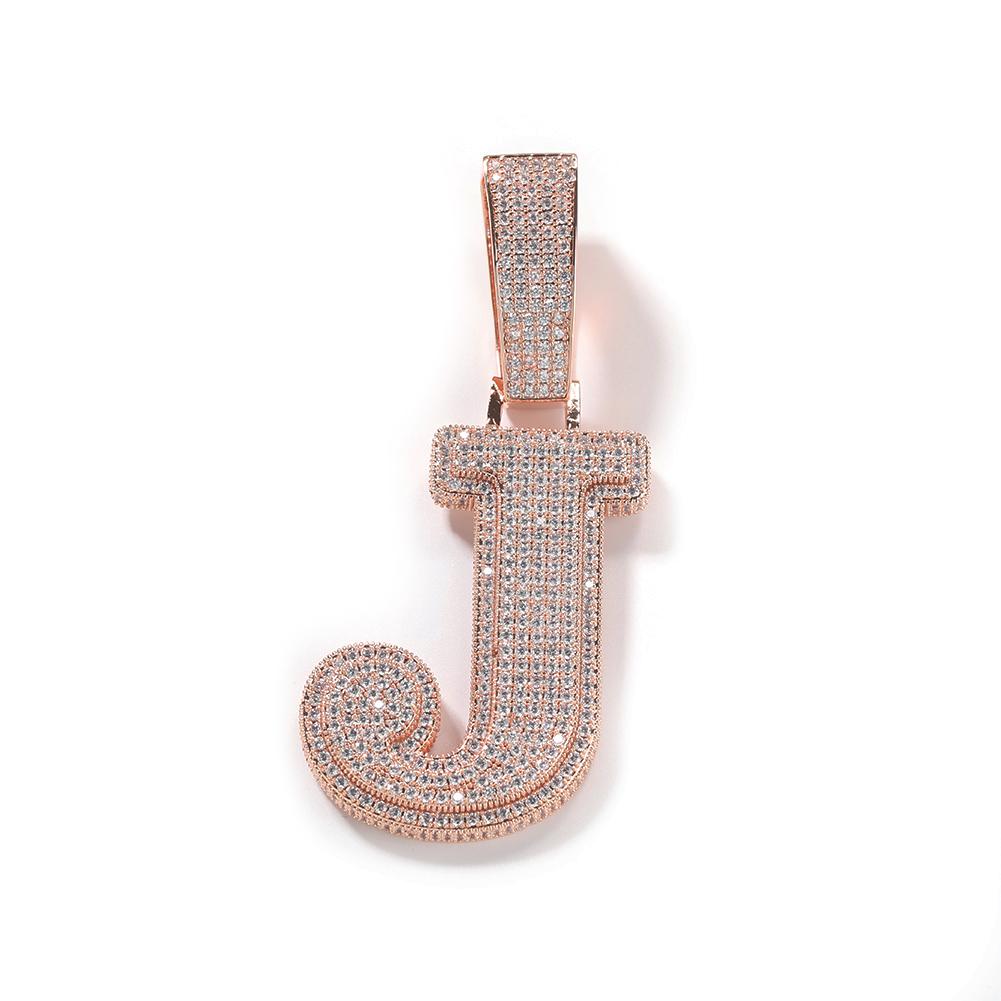 THE BLING KING Big Bold Single Letter Pendant Initial Letter A-Z Micro Paved Out 5A Cubic Zirconia Charm Necklace Hiphop Jewelry