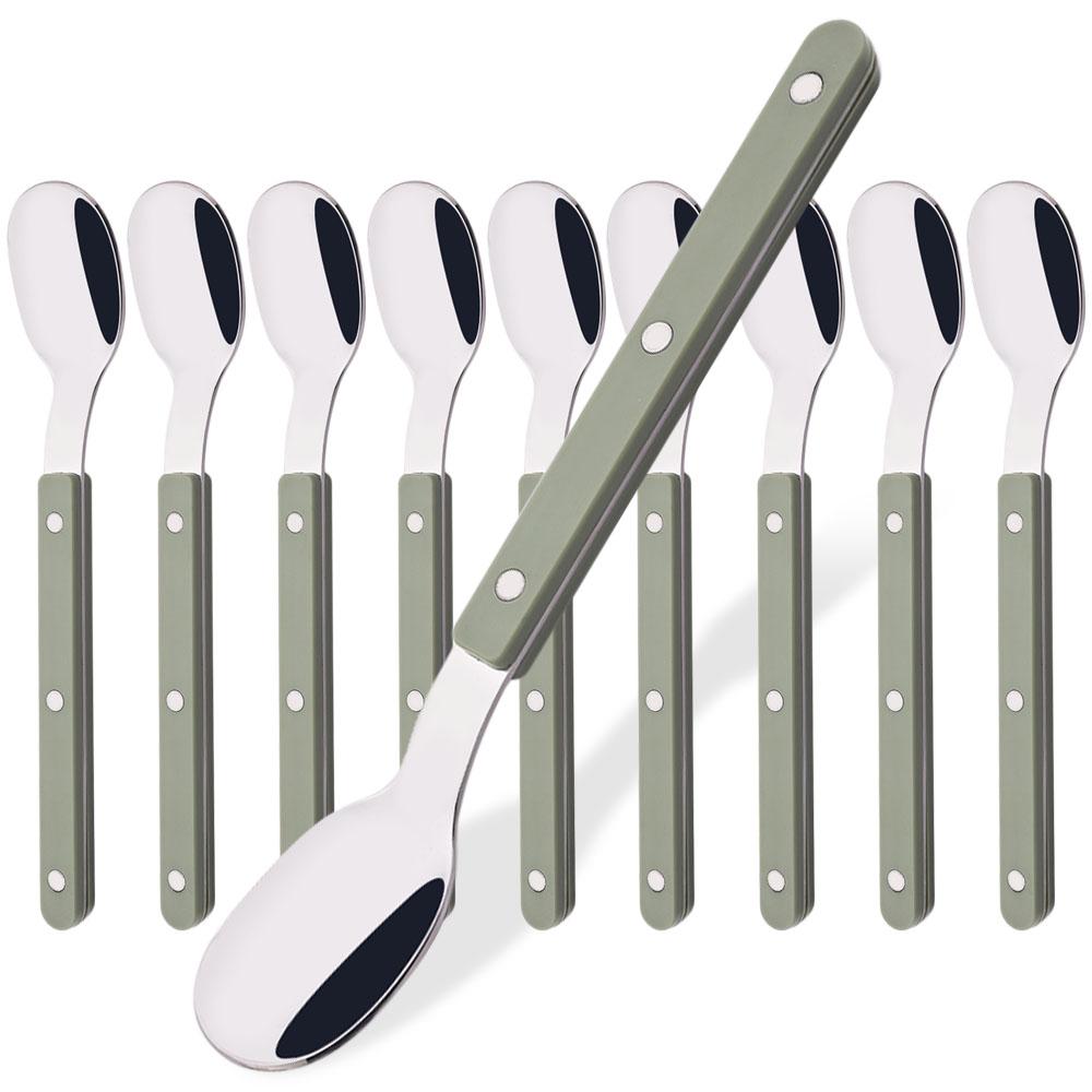 

10 шт./набор мини-ложек для размешивания чая и кофе, маленькая ложка из нержавеющей стали, кухонные принадлежности, акриловая ручка, набор чайных ложек оптом