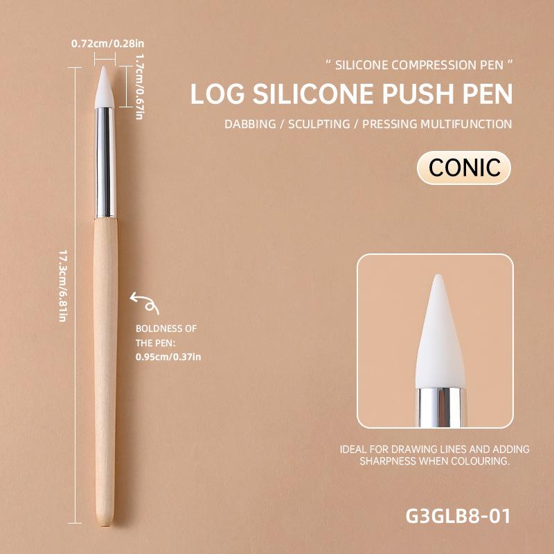 Multi-Functional Silicone Nail Art Pen for Carving, Smudging, and Pressing Powder