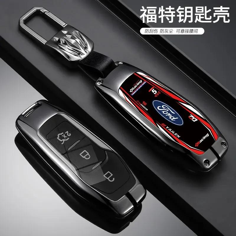 Car Sticker Car Sticker 2025 Hot Car Key Case Cover Shell Racing Style Design Accessories For Ford Fusion Mondeo Mustang F-150 E
