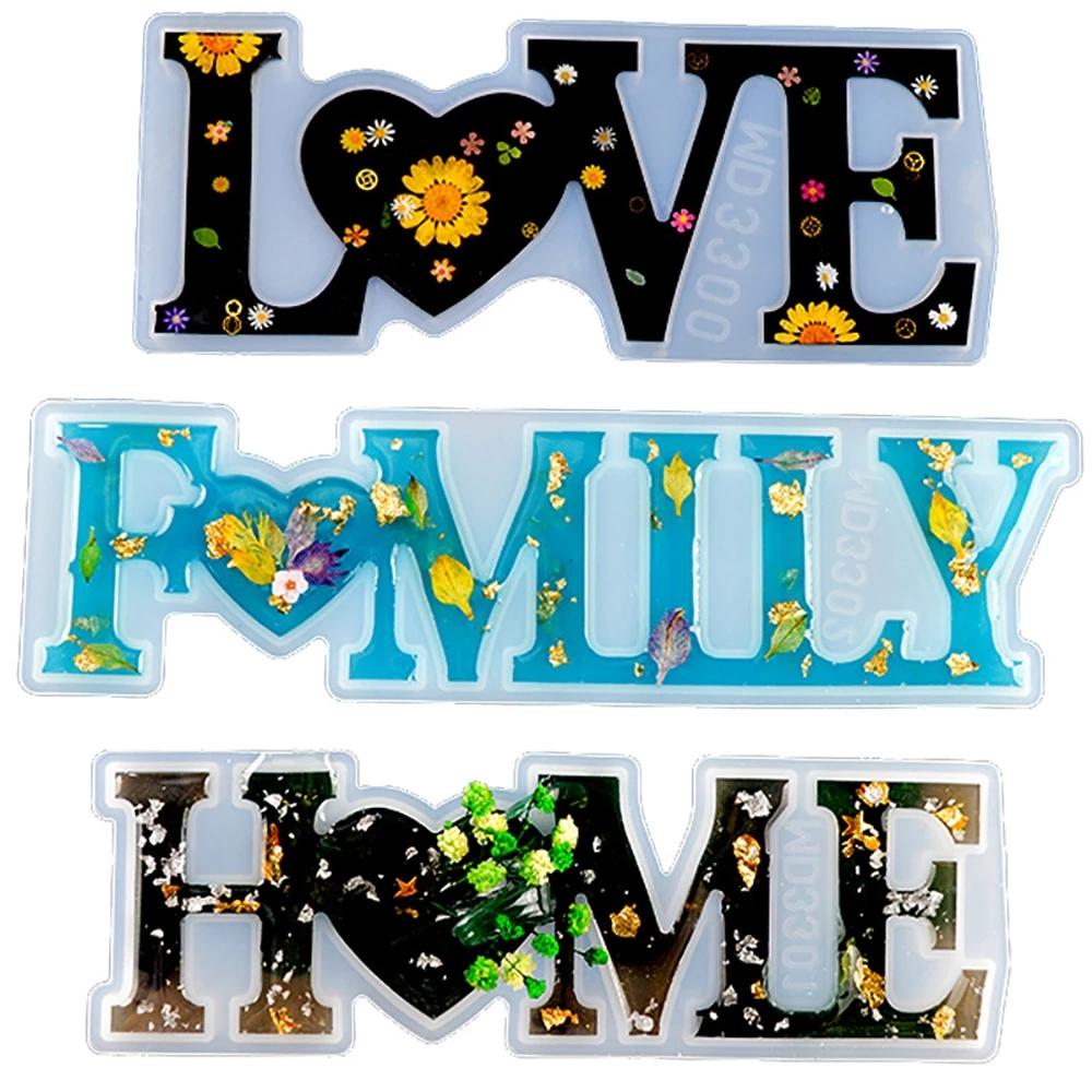 1 Pcs Heart Shape HOME LOVE Silicone Mould Letters Crystal Resin Mold DIY Crafts Casting MoldsHome Decoration Jewelry Making Tool