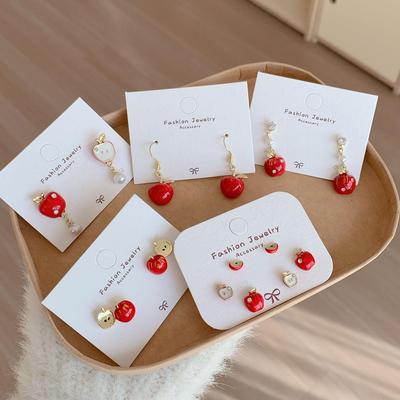 Red Apple Tassel Earrings: Sweet Spring Design for Women