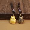 Vintage Pure Handmade Lucky Cat Car Keychain For Women Men Creative Chinese Style Pendant Keychain Backpack Decoration Gifts