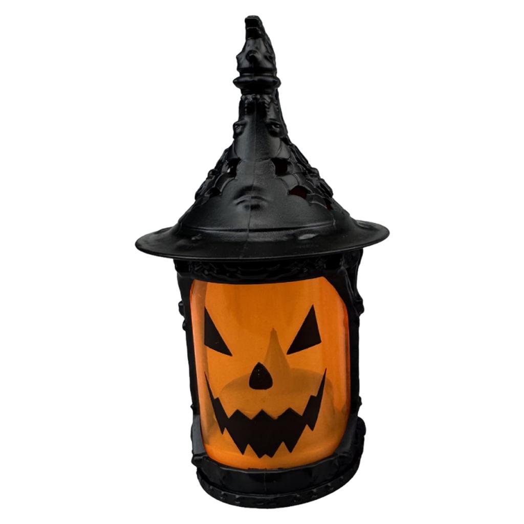 LED Lighted Handheld Lantern Halloween Pumpkin Candle Prop Decorative Lamp for Indoor Outdoor Use with Witch Hat Design