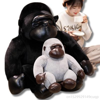 Simulation Gorilla Plüsch Puppe Lebensecht Schwarz Grau Stark Helles Gesicht Gorilla Tier Plüsch Puppe für Freund Geburtstag Geschenk