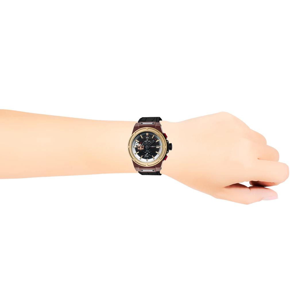 HYDROGEN OTTO CHRONO SKULL Men's Watch, 44mm, Black Dial, Stainless Steel, Rubber Strap, Quartz Movement, Water Resistant To 10 ATM, Fashion Apparel