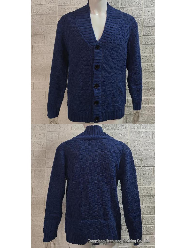 2025 Autumn/Winter Men's Retro Lapel Knit Cardigan - European and American Style