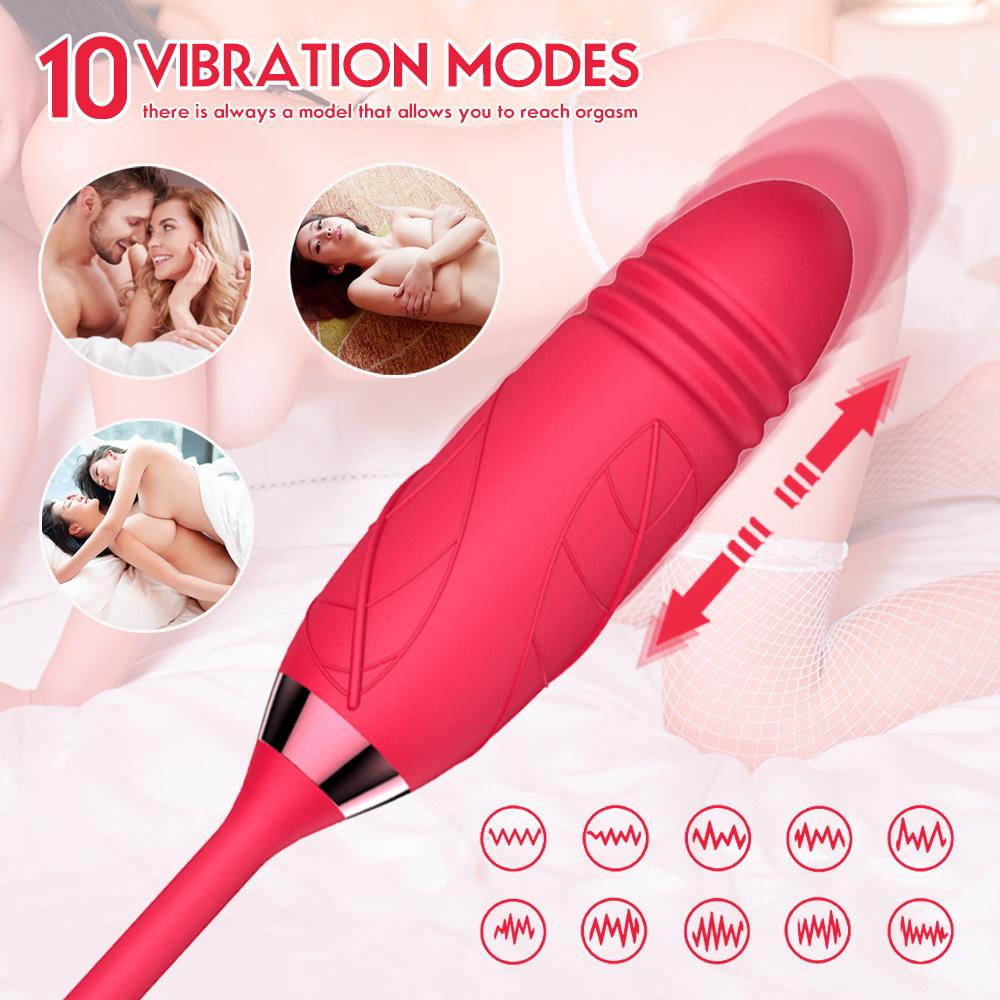 QiiAii Rose Shape Sucking Vibrator Dildos Vagina Massage Double Heads Vibrator Sex Toys for Women Nipple Sucker Clitoris Stimulation