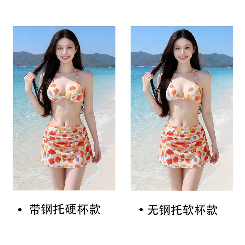 1011 New Swimsuit for Women, Pure Desire Style, Sexy Hot Girl Split Bikini Four-Piece Set, College Student Island Vacation Style