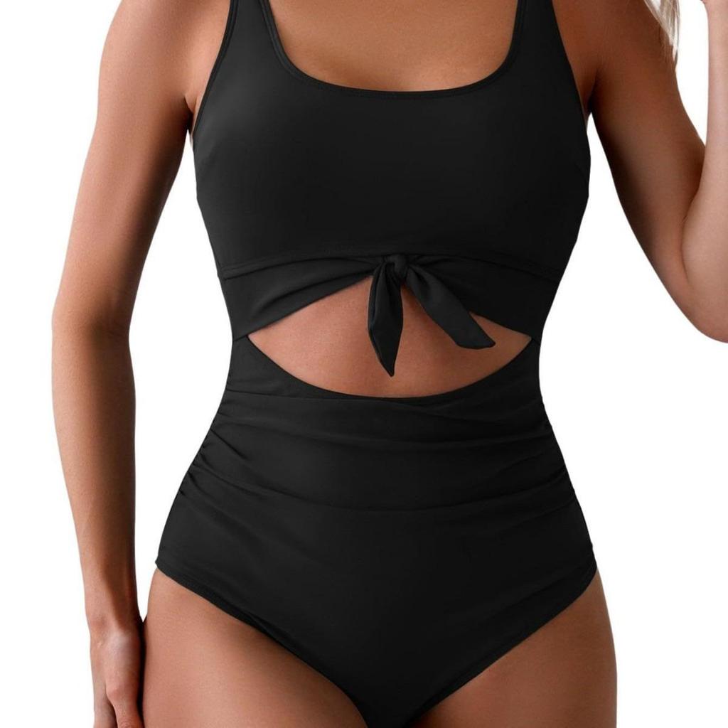2025 Sexy rückenfreier einteiliger Badeanzug: Einfarbig, Aushöhlendesign für Damen