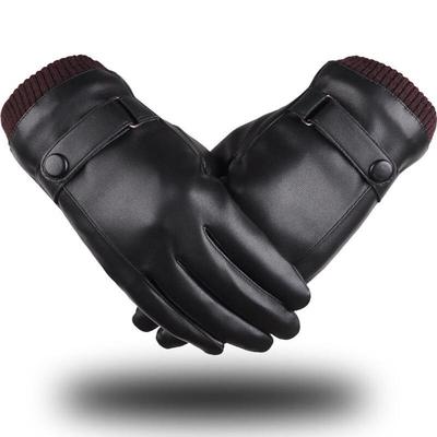 Zisheng Men's Winter Warm PU Leather Gloves