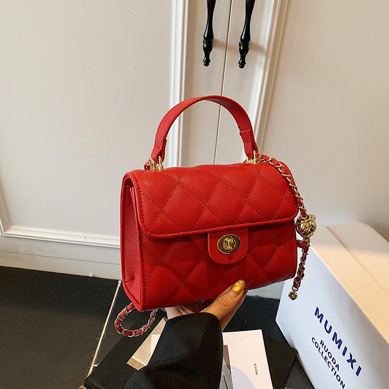 Rhombus chain bag women's spring and summer new high-end niche portable small square bag fashion messenger bag