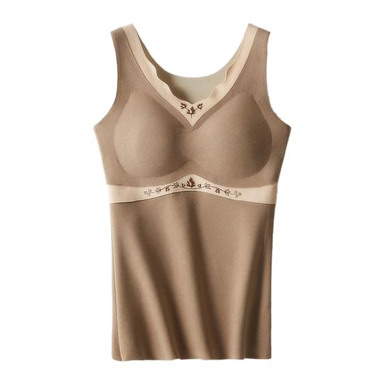 Bottoming Vest Warm Thermal Inner Wear with Built-In Bra Seamless Design Soft Touch Comfortable Layering Winter Undershirt