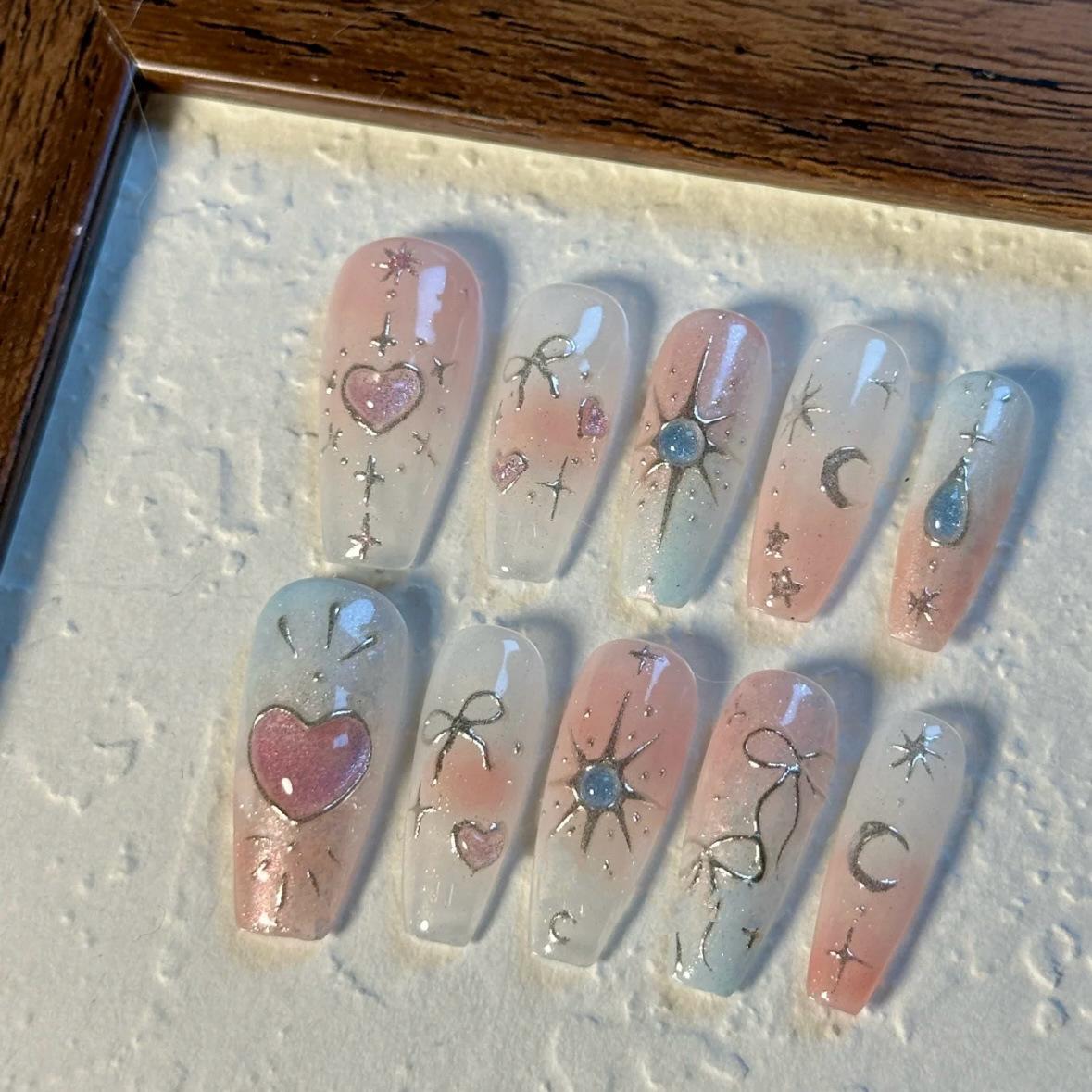 

Rococo Magical Girl Long-Lasting Pink Heart Fairy Nail Art Patches