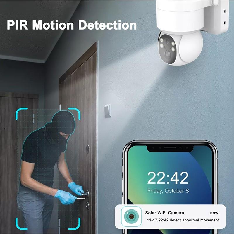 1080P 400/200W Outdoor-Sicherheits-Solarkamera 2MP Panorama-PTZ-Kamera Zwei-Wege-Audio PIR-Bewegungssensor Netcam