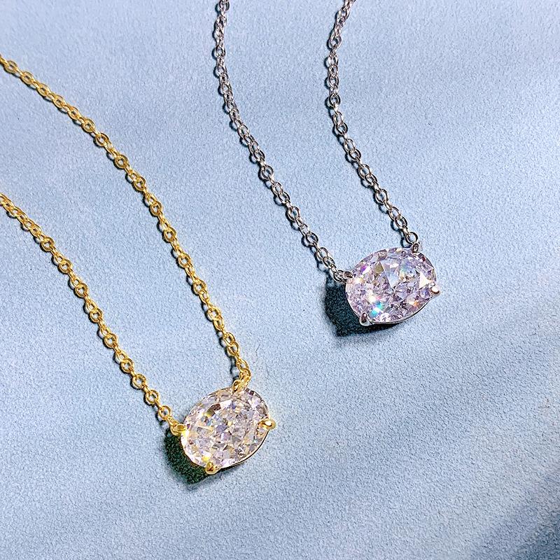 Mujing Luxury Radiant Oval White Diamond Necklace for Women