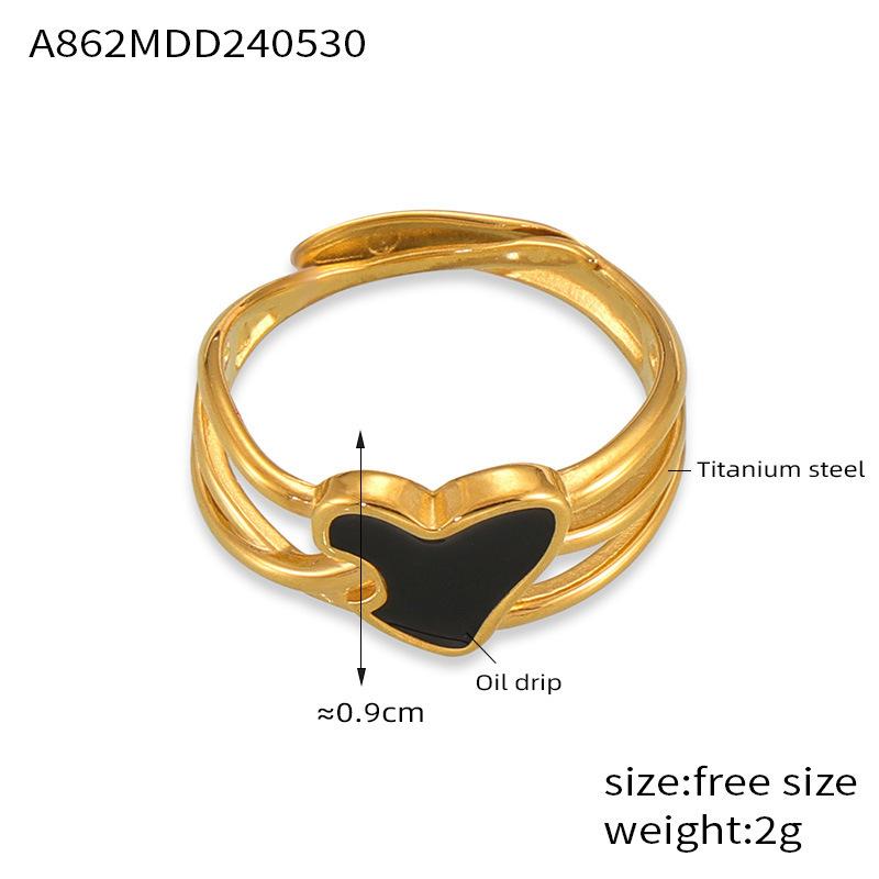 Drip Love Ring Titanium Steel Plated 18K Gold Niche Design Ring