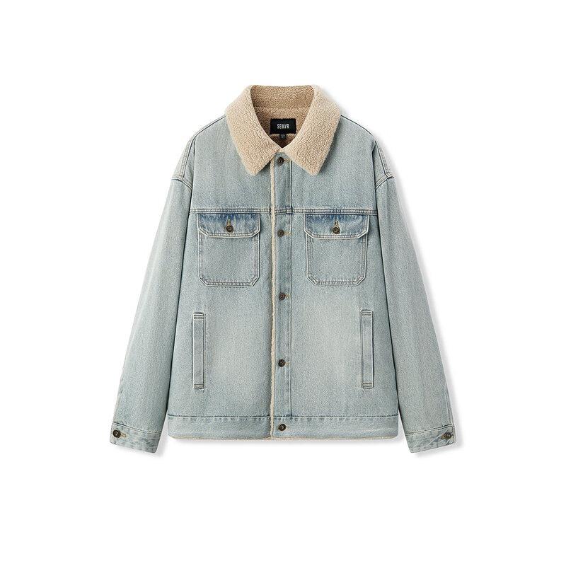 Semir Men's Winter Multi-Pocket Loose Fit Denim Jacket