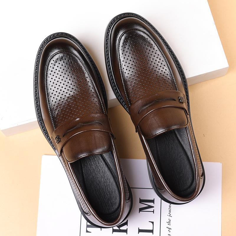 Fashion Casual Breathable Leather Shoes Summer New Style Business Formal Sandals Fashionable Versatile Men's Footwear Hollow Out
