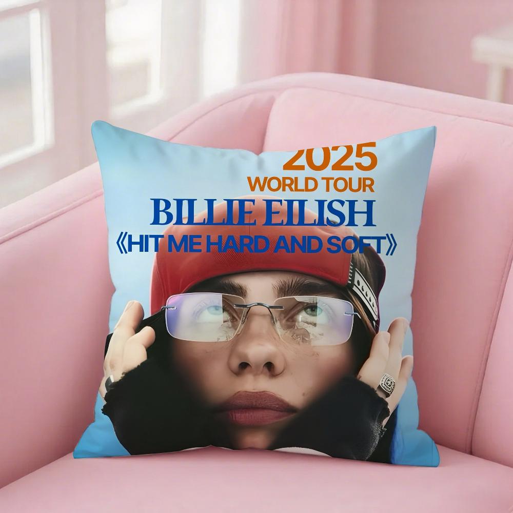 Billie Eilish Fan Merch Povlak na polštář Hit Me Hard & Soft Design alba Potah na polštář Oboustranně potištěný Pro hudební fanoušky Domácí dekorace