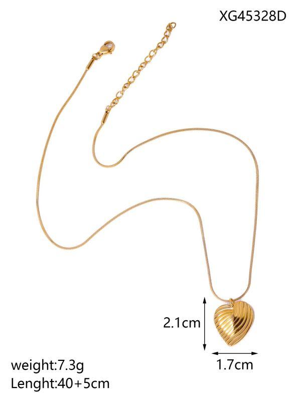 CARLIDANA Irregular Texture Heart Love Zircon Pendants for Stainless Steel Gold Plated Fashion Jewelry Necklace for Women