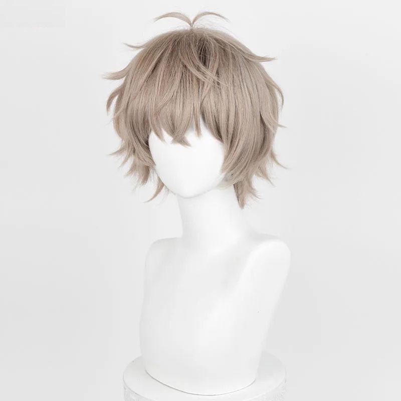 Perucă Cosplay Anime Tomiyama Choji Șaten Deschis Lână Scurtă Creț Perucă Sintetică Rezistentă la Căldură Peruci Halloween + Calotă pentru Perucă