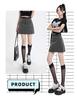 2025 Women's Gray High-Waist A-Line Miniskirt: College Style, Summer Slimming, Anti-Exposure Hip-Hugging Design