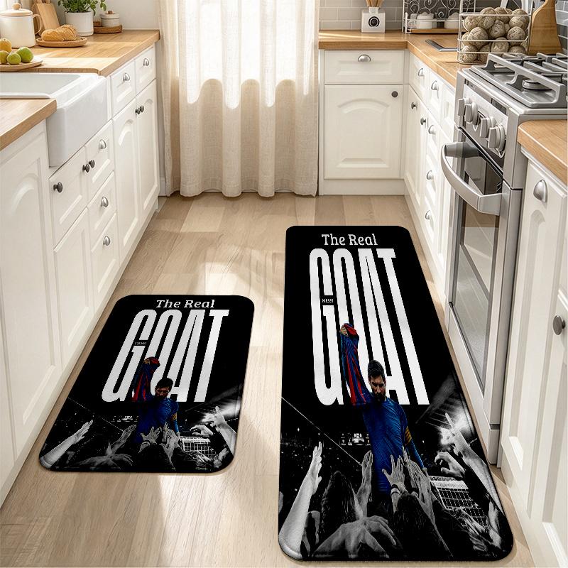 Messi poster Flannel Kitchen Mat Christmas Soft Area Rug Non Slip Floor Carpet Home Decoration