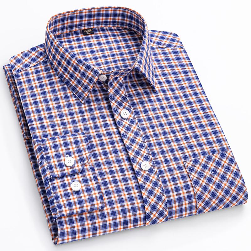 Spring Summer Thin Men's Shirt Long-Sleeved Cotton Plaid Shirt Formal Fashion Soft Breathable Classic Basic Casual  Shirts