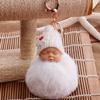Small Flower Baby Doll Fake Fur Fluffy Ball Key Chain Bag Key Rings Car Key Pendant Cartoon Ornaments Gifts