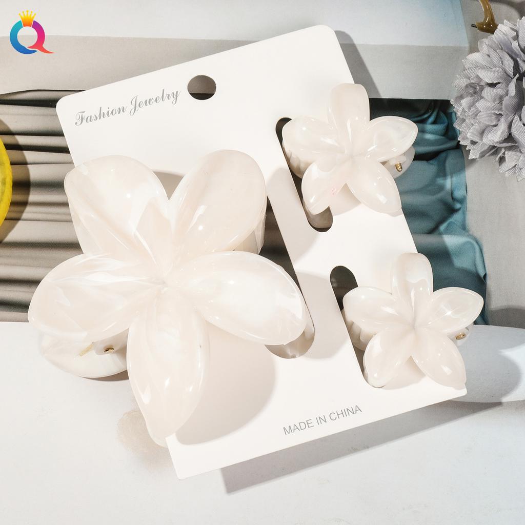 3pcs Vacation Egg Flower Hair Claw 2 Size Women Girls Ponytail Hairpins Bath Beach Hair Crab Clip Headwear Accessories