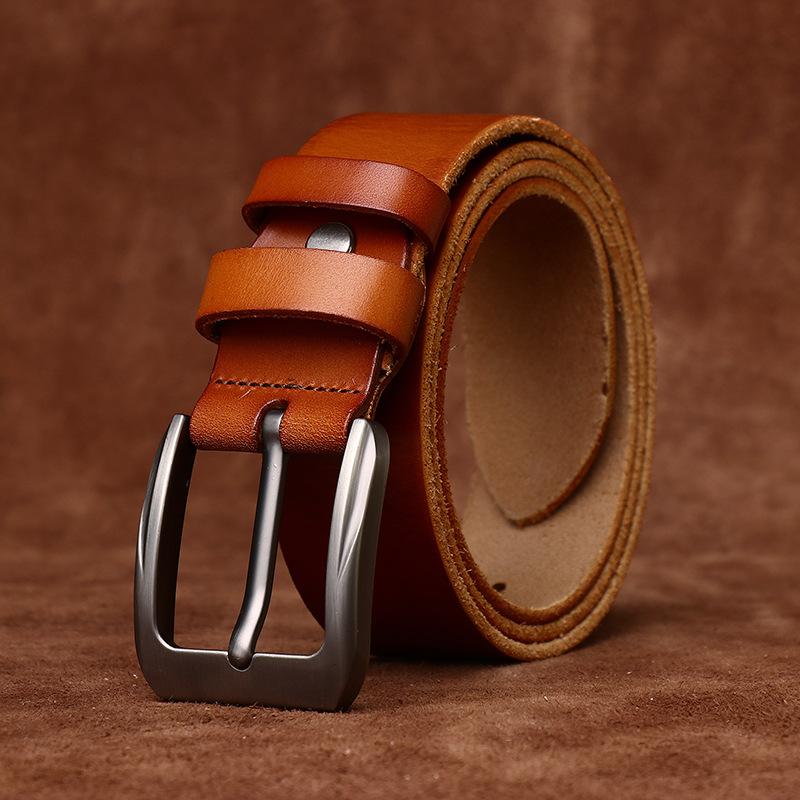 Retro Fashion Simple Versatile Casual Belt Men'S Leather Pin Buckle First Layer Cowhide Men'S Jeans Belt Men'S