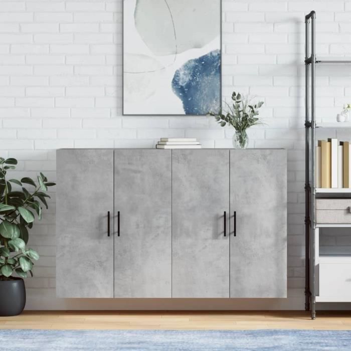 VidaXL Armoires murales 2 pcs gris béton 69,5x34x90 cm 3195647