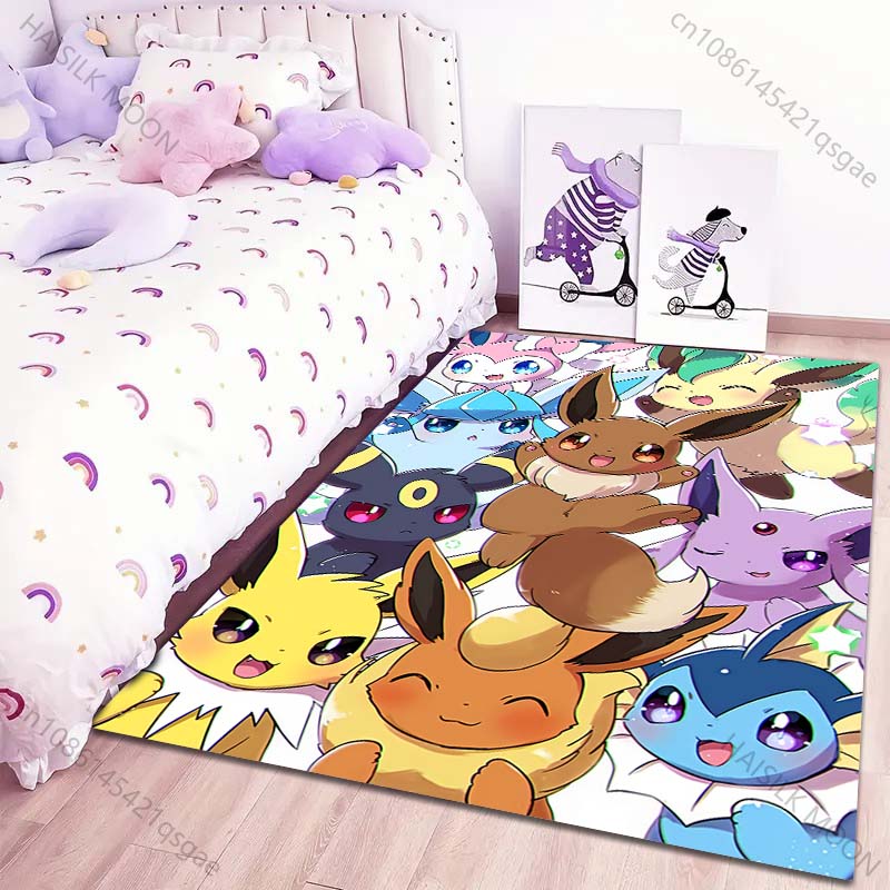 Classic 17 Styles P-Pokemon Eevee Cartoon Carpets Rug for Living Room Bedroom Bedside Floor Mat Area Rug Home Decor Potdemiel