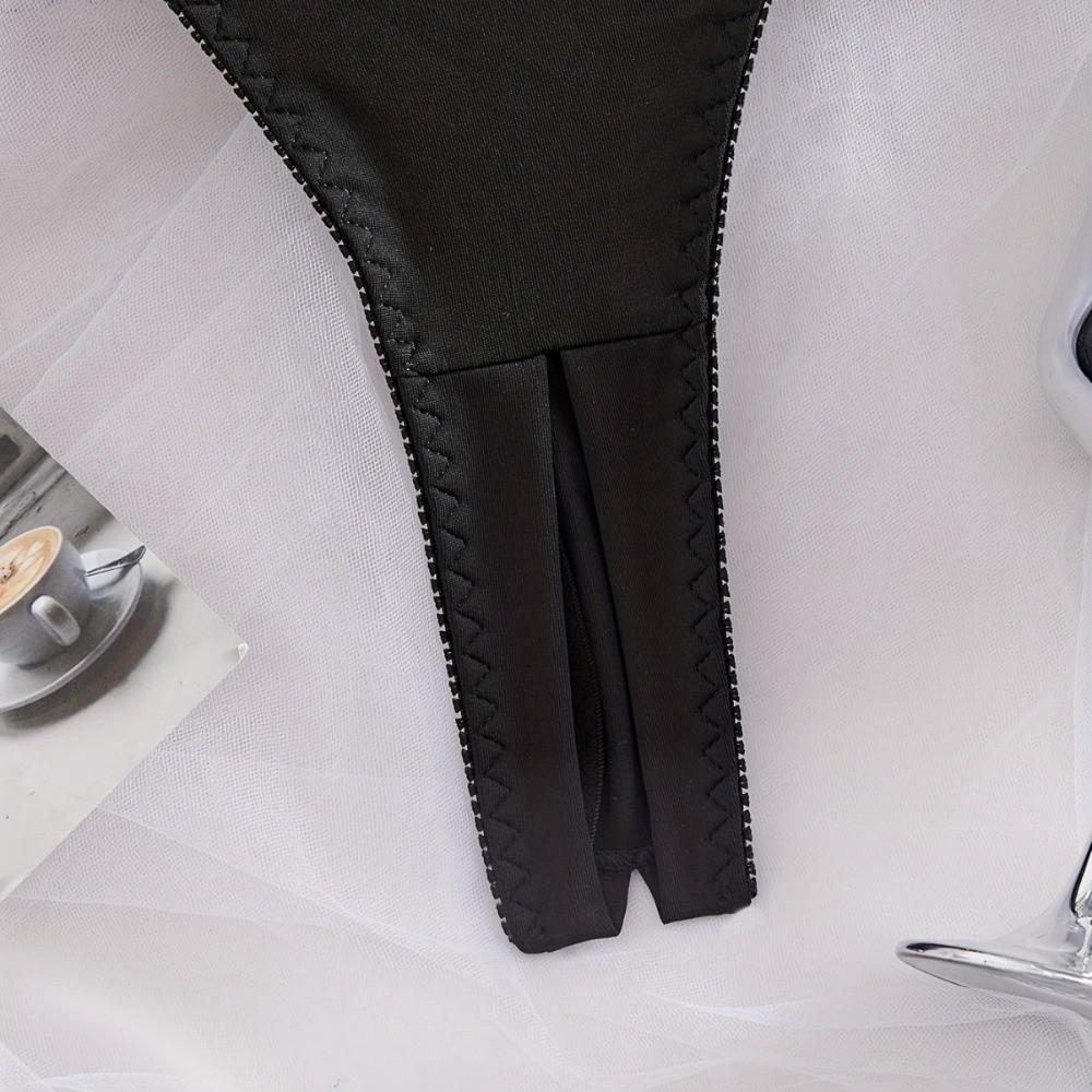 Hollow Lingerie Suit Chains Open Crotch Thong Sweet Bra Briefs Set Valentine's Day