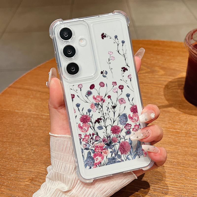 

For Samsung S25 S24 FE S23 Ultra S22 A56 A36 A16 A55 A35 A15 Cover Shell Fashion Floral Print Soft Silicone Clear Shockproof Slim Phone Case Samsung A35